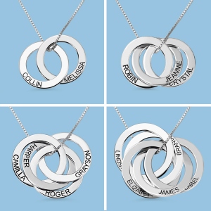 Engraved Russian Ring Necklace Sterling Silver