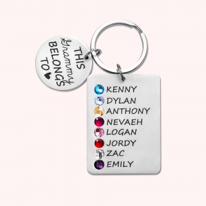 Personalized Family Member Birthstone Keychain Gift For Mother