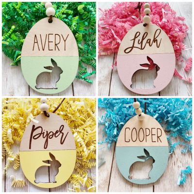 Personalized Easter Basket Tag, Easter Bunny Basket Tag, Kids Easter Tag, Easter Basket Sign, Wood Easter Basket Name Tag, Kids Name Easter