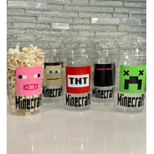 Minecraft Popcorn Cup, Minecraft Birthday Party, Gamer Birthday, Minecraft Party Favor, Minecraft Party Supplies, Minecraft Party, Minecraft Cups