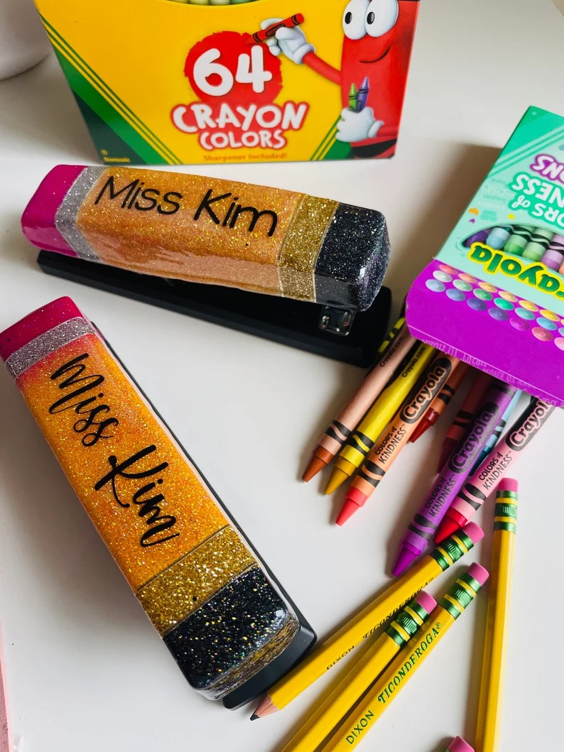 Personalized Crayon Stapler Pencil Stapler Personalized Teacher Gift