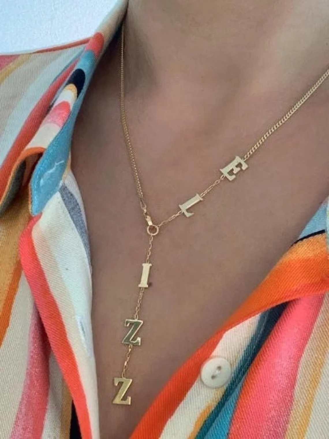 ❤️Buy 2 FREE SHIPPING❤️Lariat Y Shaped Necklace in Gold| Letter Name Necklace|