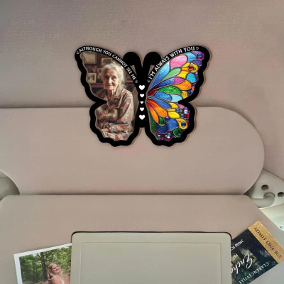 🔥Free Shipping🔥 Personalized I'm Always With You' Memorial Butterfly Photo Car Visor - Cherish Memories with a Custom Photo Design