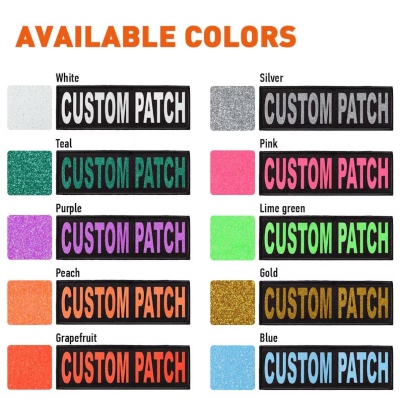 🐶Free Personalization🐶 Custom Patch w/Glitter Letters for Dog Vest, Harness | Bling Text | Personalized Dog Patches w/Hook Backing | Name, Agility, Funny