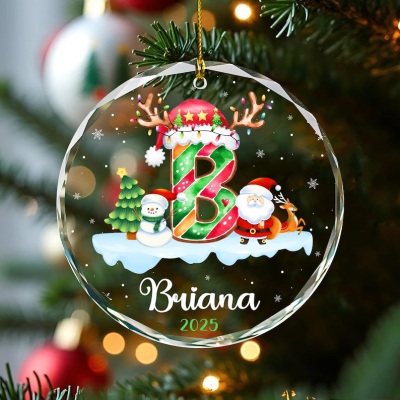 🎁Free Personalization🎁 Personalized Kids Name Christmas Ornament 2025: Custom Alphabet Glass Keepsake