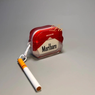 Retro Parody Cigarette Box Style AirPods Case | Red White Classic Design with Mini Stick Charm | Funny Vintage Gift | Fits AirPods 1 2 3 Pro
