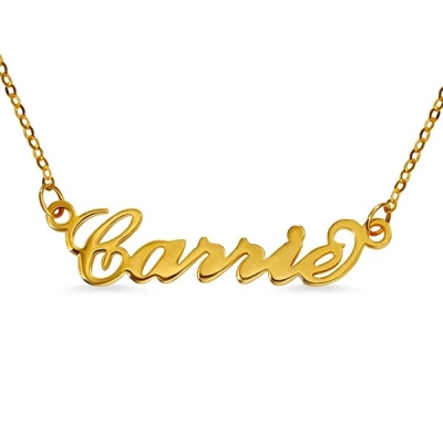 Personalized Carrie Solid Gold Name Necklace in 10K/14k/18K, Gifts for Women Wife Mom Girlfriend Daughter Friend