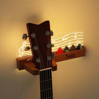 🎁BUY 2 FREE SHIPPING🎁Personalized Guitar Wall Mount Stand with LED Lights, Solid Wood & Acrylic USB, Powered Guitar Accessories, Gift for Men, Guitar Players, Music Lovers