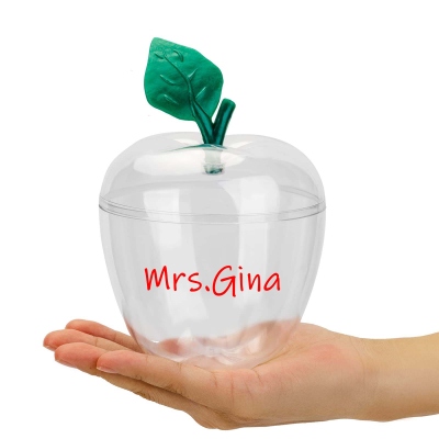 Personalized Large Clear Apple Container, Apple Shaped Candy Toy Filling Containers Jar, Back To School Teacher Appreciation Gift, Wedding Party Ornaments Christmas Decorations Supplies Favors