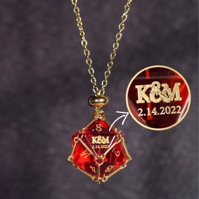 Custom D20 Dice Cage Necklace - Valentine's Day Gift for DND Lovers