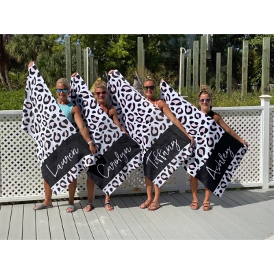 🎁Buy 2 FREE SHIPPING🎁 LEOPARD BAND PERSONALIZED PREMIUM BEACH TOWEL